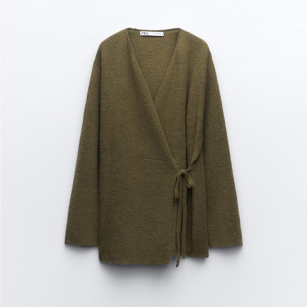 Zara limited edition wool blend knit wrap over cardigan